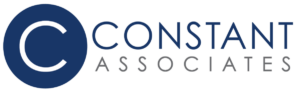 CONSTANT horizontal logo. Blue C with CONSTANT Associates stacked