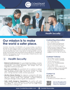 CONSTANT's Health Security Capability Statement.